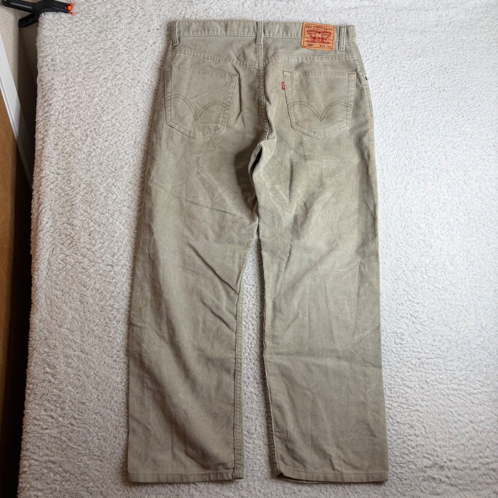 Levis 559 Relaxed Straight Corduroy Pants Tan Khaki 34x30 00559-1301 *STAIN